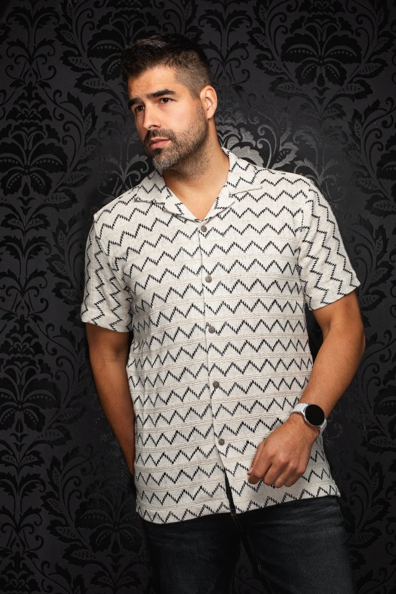 CHEMISE MANCHES COURTES COL OUVERT | RAJ-T, Stone