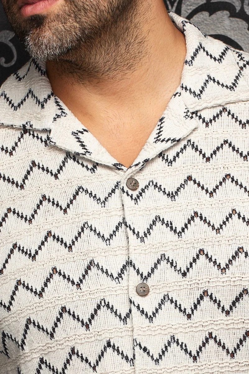 CHEMISE MANCHES COURTES COL OUVERT | RAJ-T, Stone