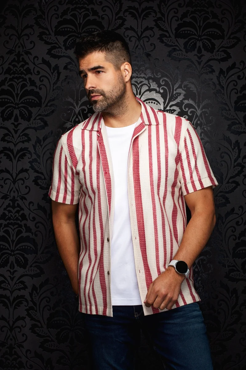 CHEMISE MANCHES COURTES COL OUVERT | RAJ-T, Stone Cabermet
