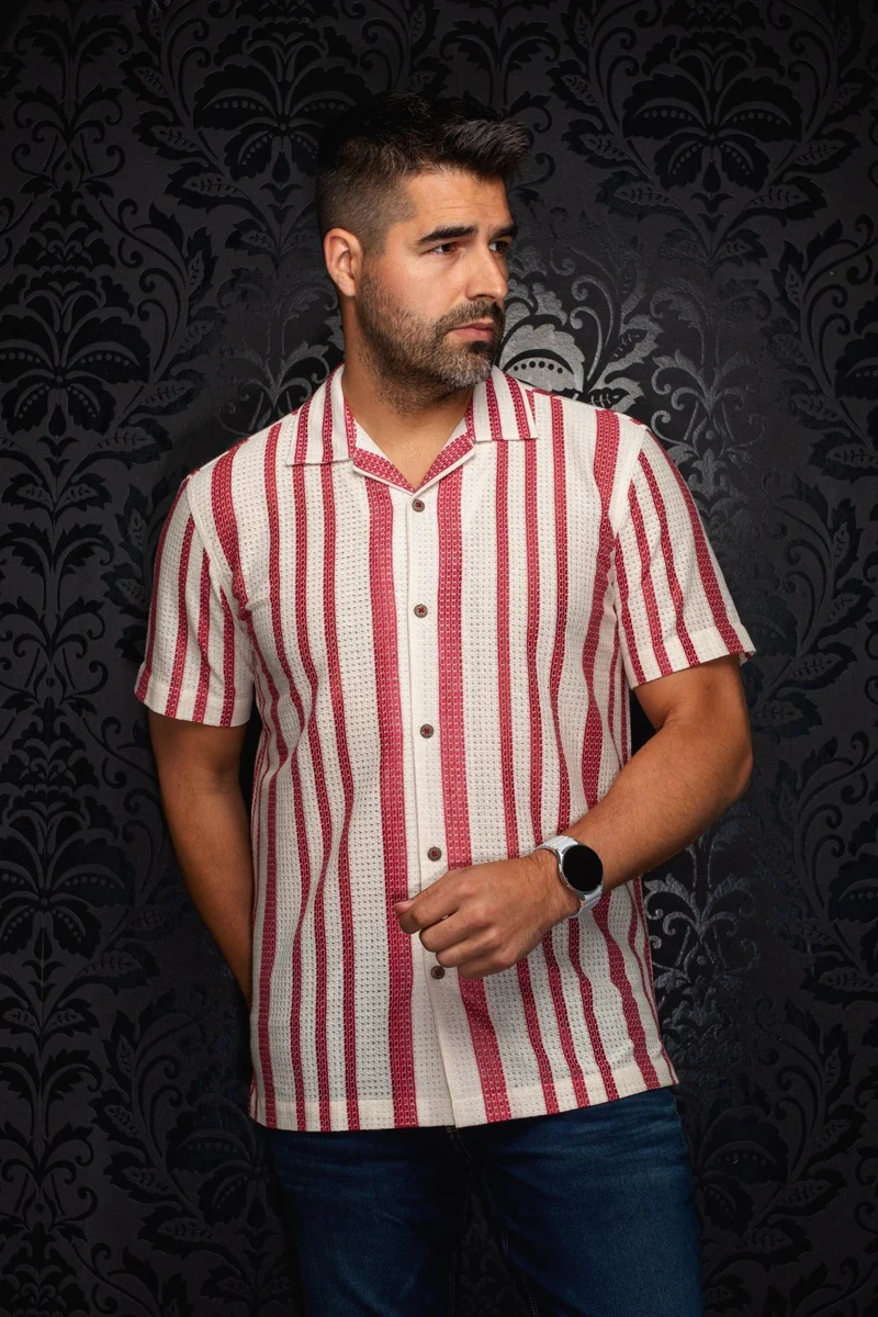 CHEMISE MANCHES COURTES COL OUVERT | RAJ-T, Stone Cabermet