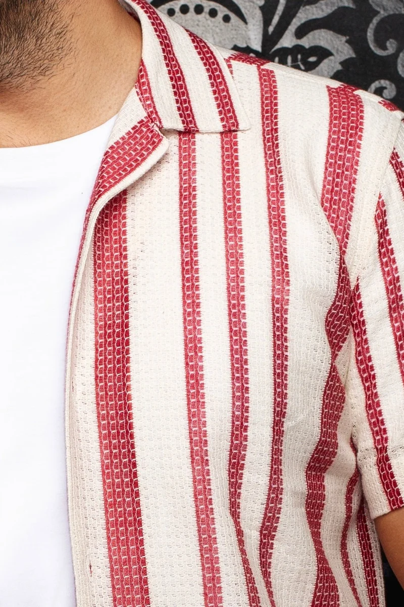 CHEMISE MANCHES COURTES COL OUVERT | RAJ-T, Stone Cabermet
