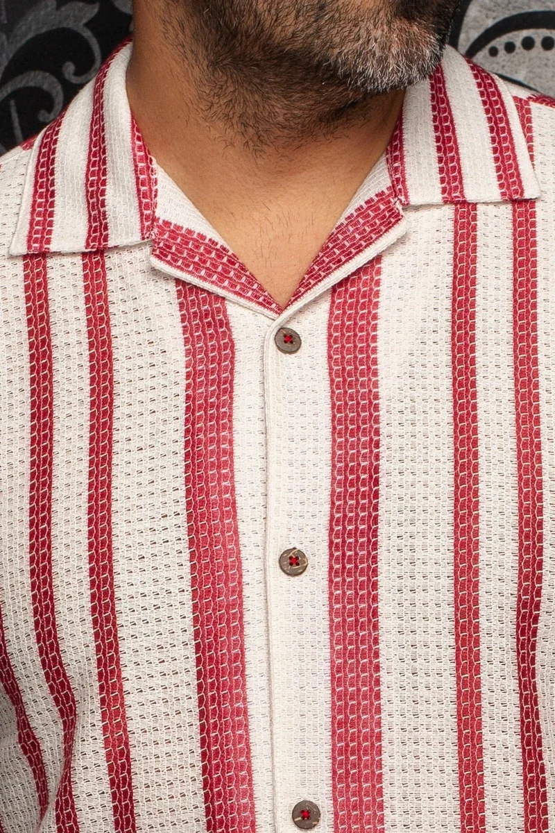 CHEMISE MANCHES COURTES COL OUVERT | RAJ-T, Stone Cabermet