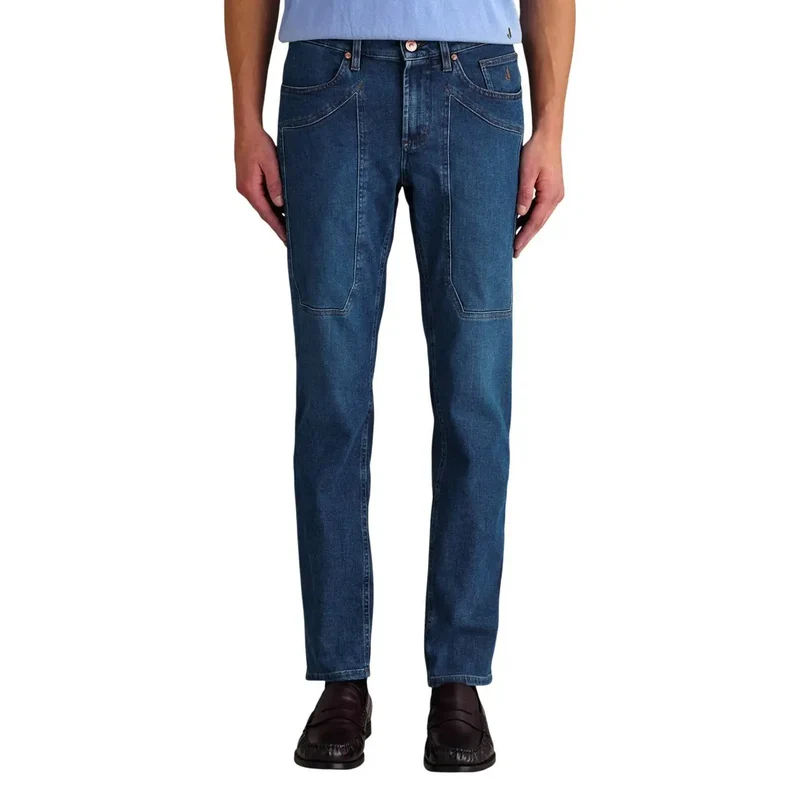 Jeckerson Men Jeans bleus en coton biologique à coupe slim JUPPA077