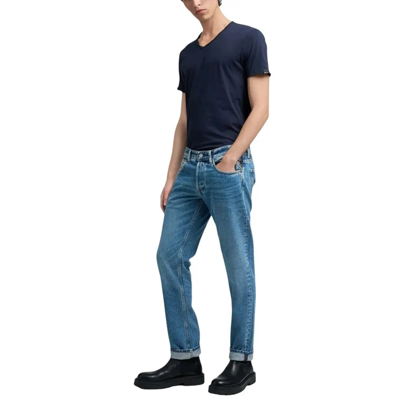 Replay Jeans Homme Bleu Clair Fermeture Éclair Poches MA972 TN