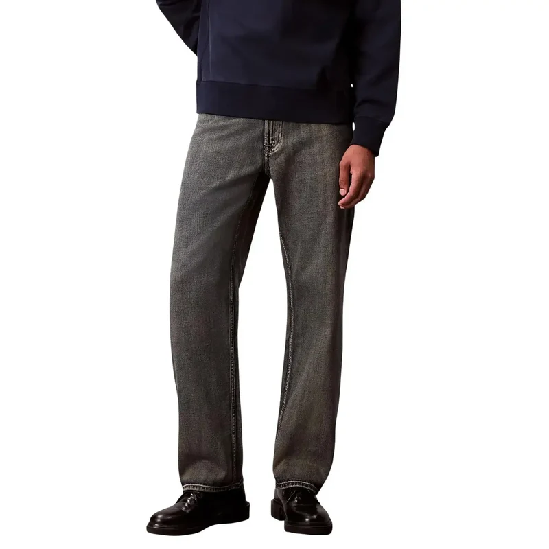 Calvin Klein Jeans pour hommes Jean beige en coton mélangé avec fermeture éclair LV04RC739G