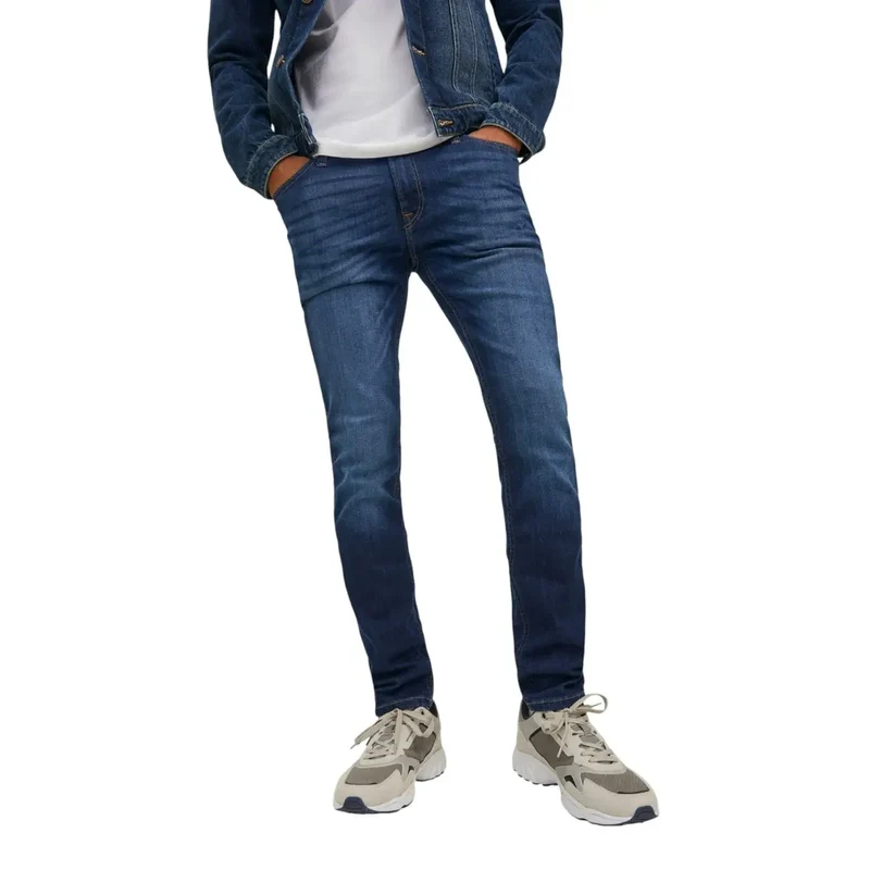Jean droit stretch uni bleu pour hommes Jack & Jones 12110056