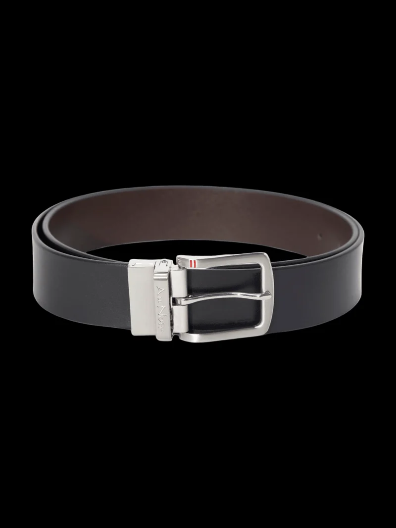 CEINTURE RÉVERSIBLE | STRAUSS BRUSHED NICKLE, noir-brun