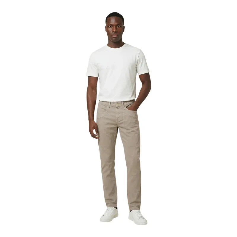Pantalons Homme Jeckerson Beige Mélange de Coton Piqué JUPPA077