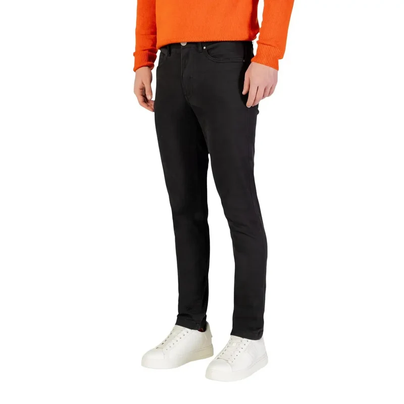 Pantalons Hommes Borghese Gris Mélange de Coton Coupe Slim Taille 31