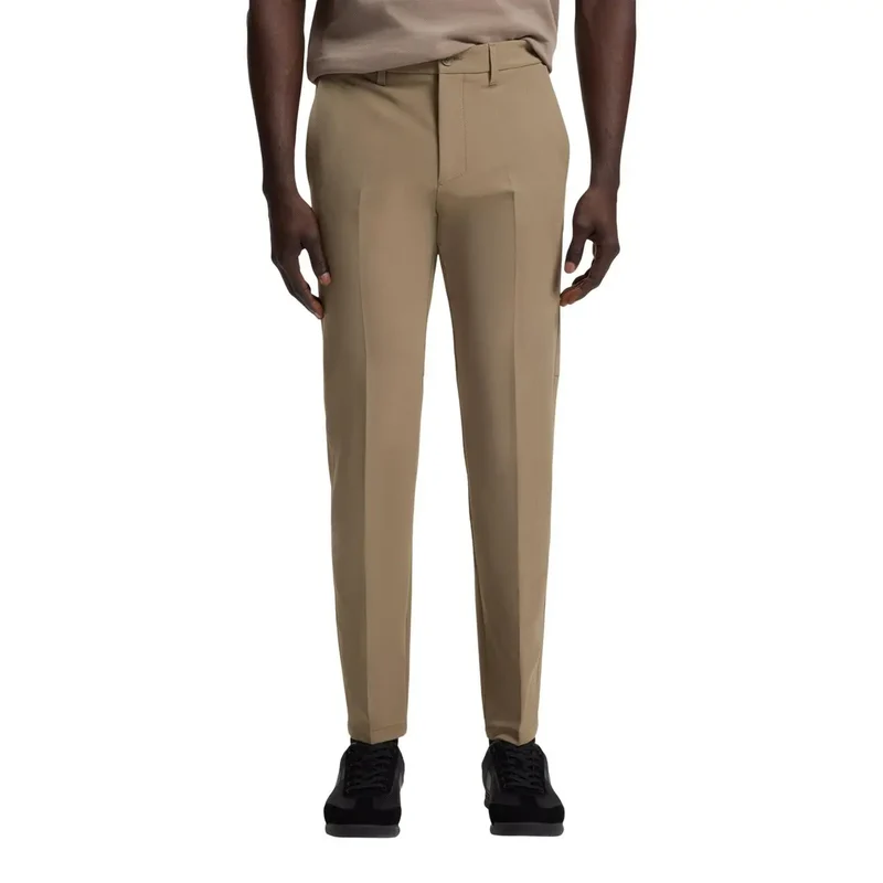 Pantalons pour Hommes Patron Beige Polyester Élasthanne Étirement Coupe Slim