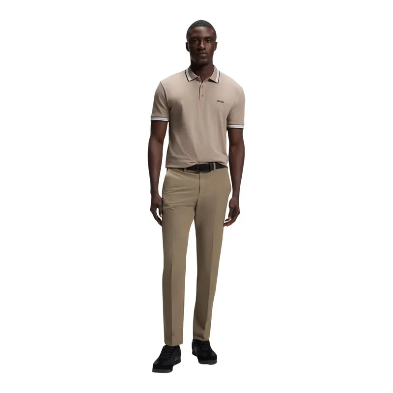 Pantalons pour Hommes Patron Beige Polyester Élasthanne Étirement Coupe Slim