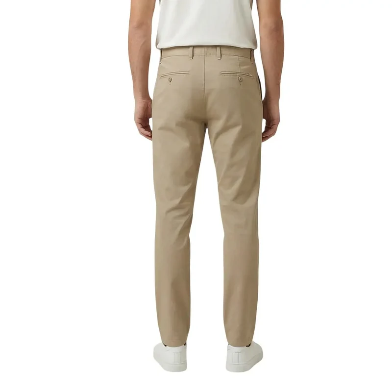 Pantalons Homme Beige Coton Élasthanne Printemps Été
