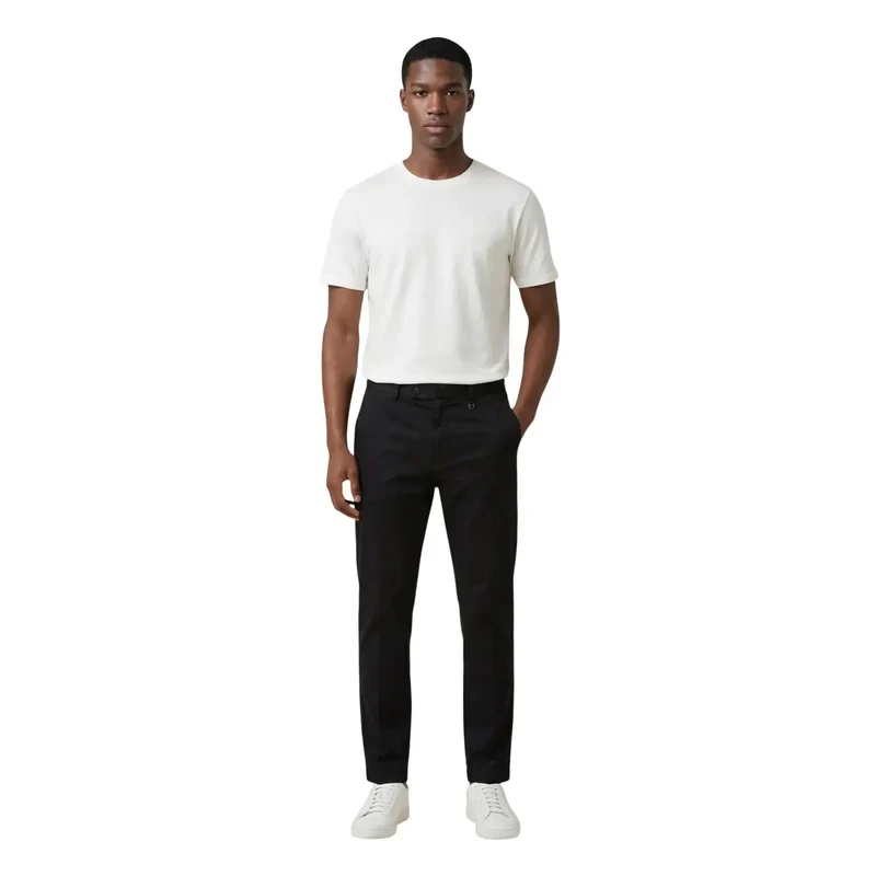 Pantalons en coton et lin noirs pour hommes Antony Morato MMTR00783