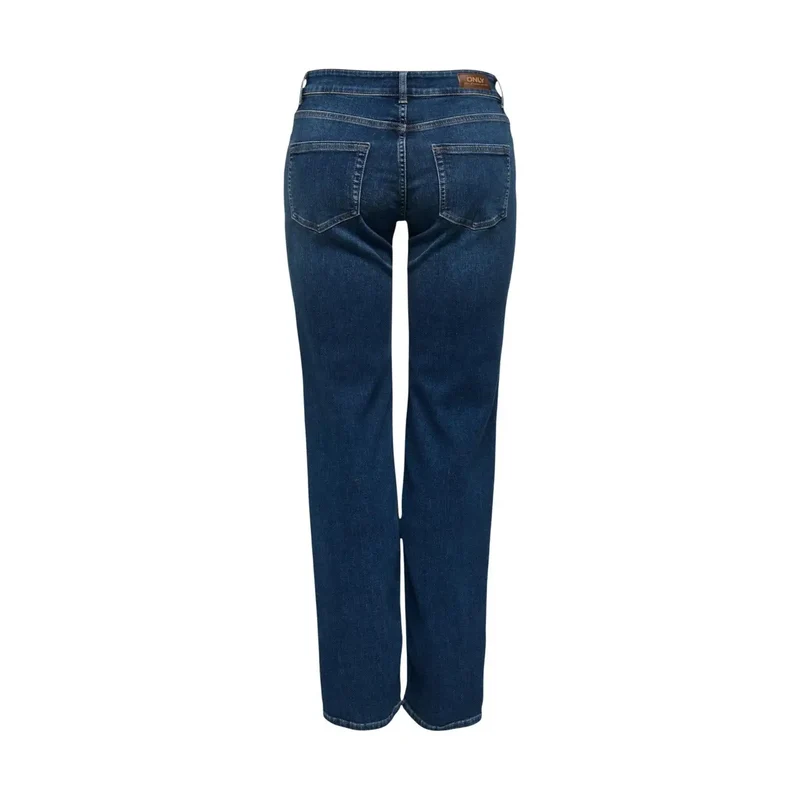 Only Femmes Bleu Mi-Droit Jeans Coton Denim
