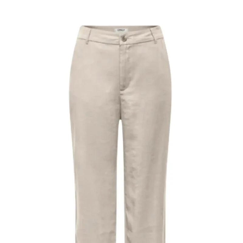 Onlyfemmes Pantalons droits beiges en viscose coupe régulière