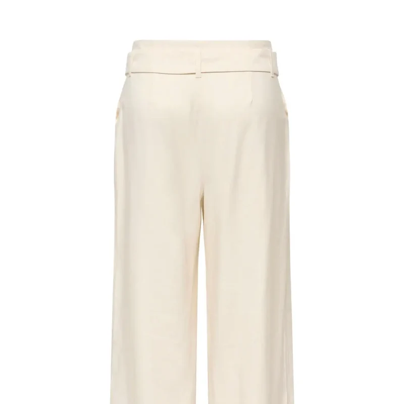 Pantalon large en viscose beige ceinturé femme only