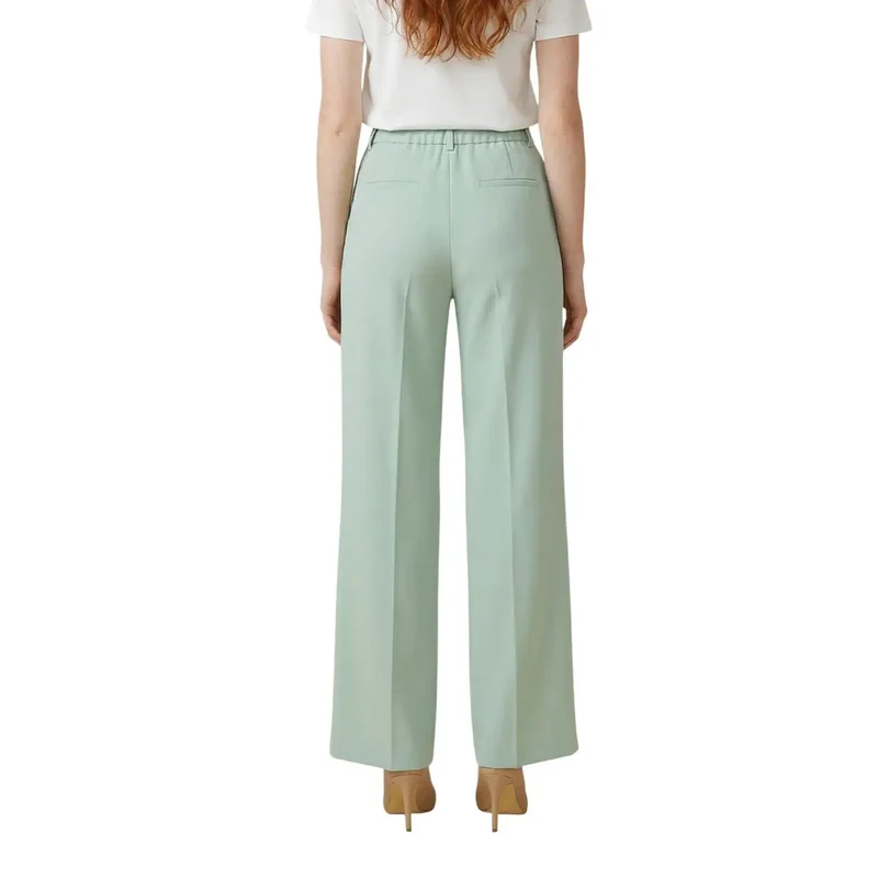 Pantalons verts pour femmes, en polyester extensible, ACPA004655