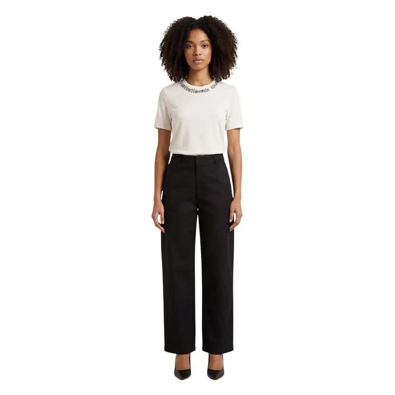 Pantalon femme en coton noir Jacqueline De Yong, taille 15367918