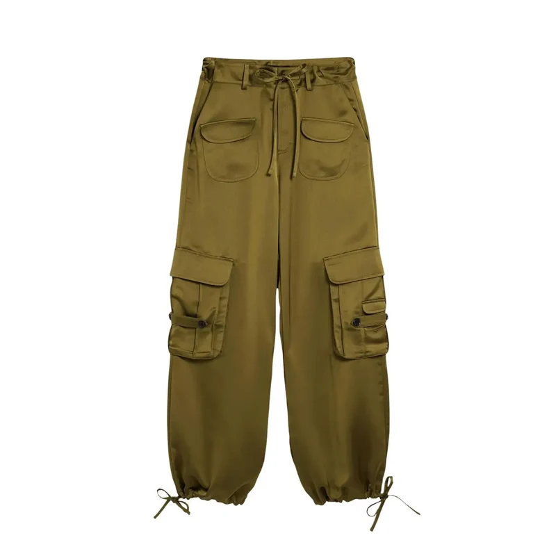 Pantalons pour femmes en polyester vert de la marque Desigual avec poches