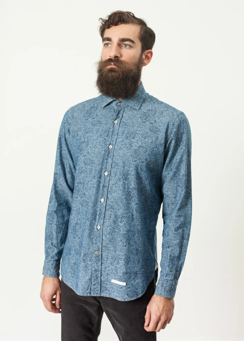 Floral Button-Up in Blue -UEB