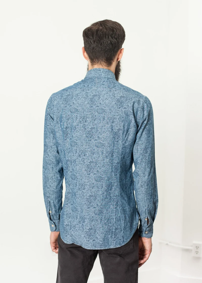 Floral Button-Up in Blue -UEB