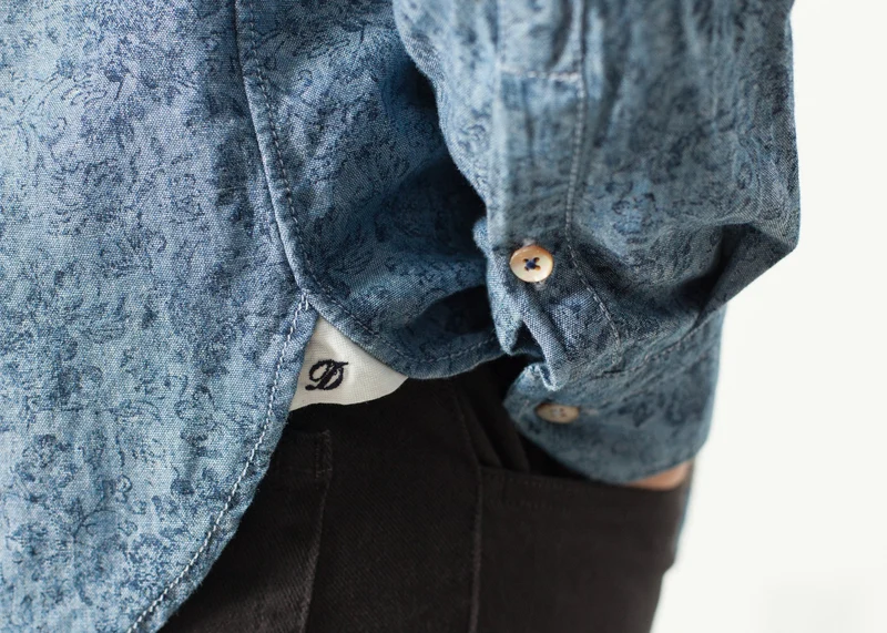 Floral Button-Up in Blue -UEB