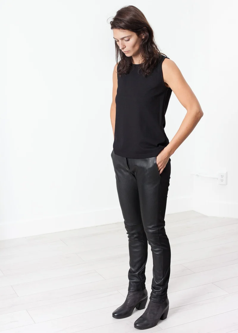 Leather Panel Trouser in Black -UEB
