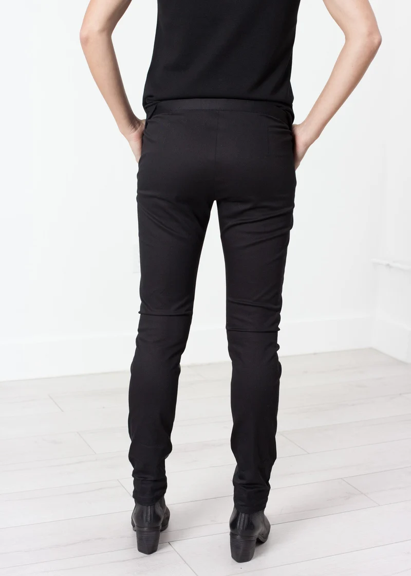 Leather Panel Trouser in Black -UEB