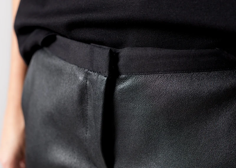 Leather Panel Trouser in Black -UEB