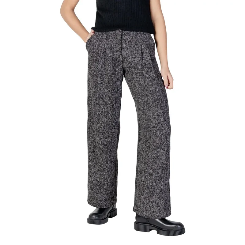 Pantalons pour femmes Jacqueline De Yong noirs à fermeture éclair avec boutons d’automne et d’hiver