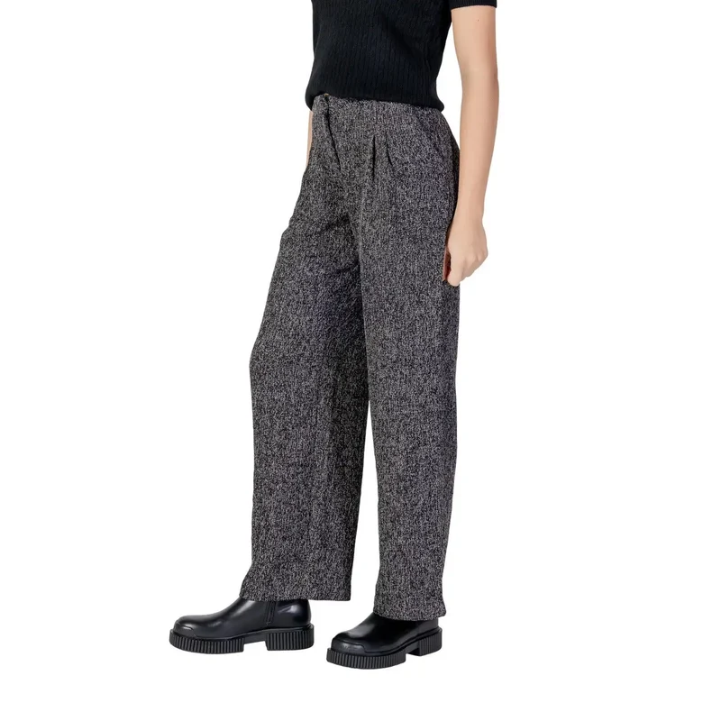 Pantalons pour femmes Jacqueline De Yong noirs à fermeture éclair avec boutons d’automne et d’hiver