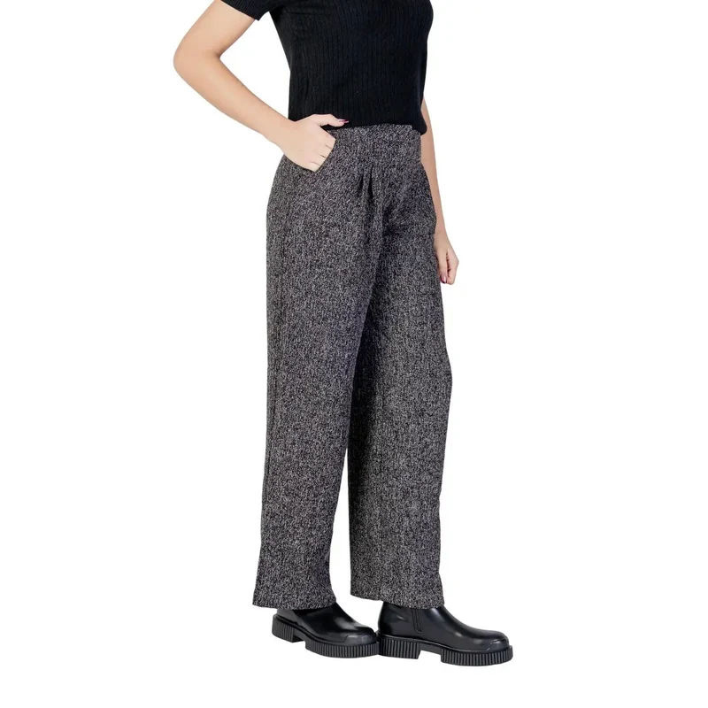 Pantalons pour femmes Jacqueline De Yong noirs à fermeture éclair avec boutons d’automne et d’hiver