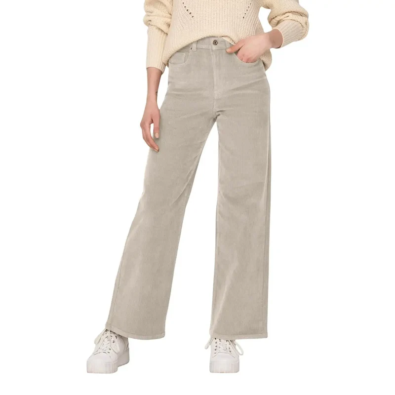 Pantalon en coton beige pour femmes coupe régulière taille 28