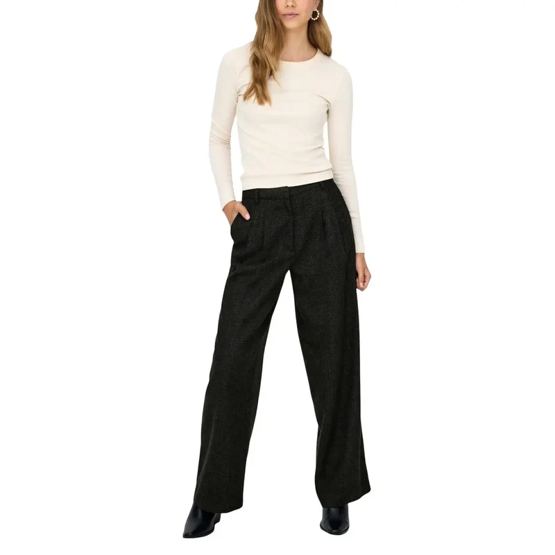 Pantalon noir pour femmes Jacqueline De Yong à fermeture éclair et poche frontale