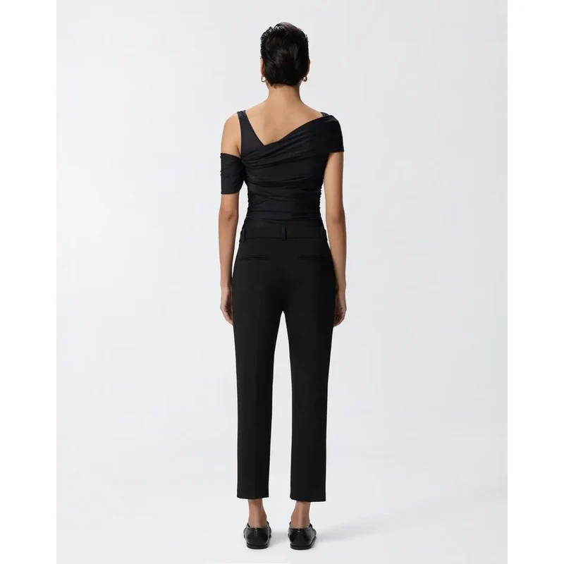 Pantalon pour femme Pinko noir en viscose à coupe ajustée printemps-été