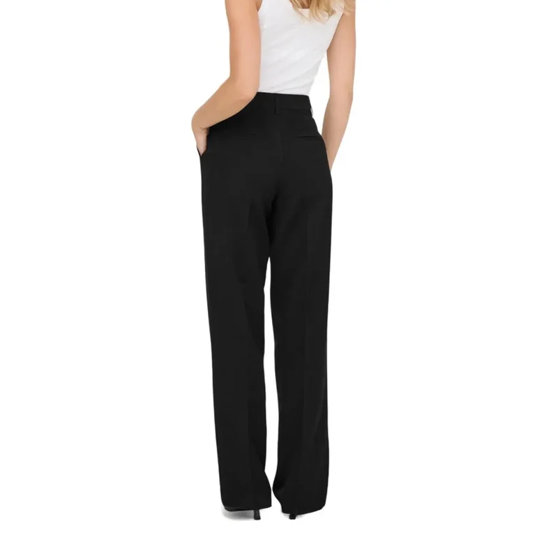 Pantalon pour femmes noir à fermeture éclair devant avec poches 15318089
