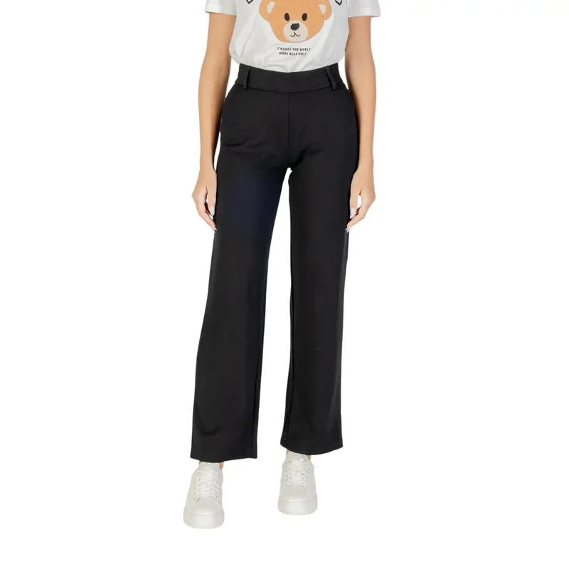Pantalon pour femmes en viscose noire avec détails zippés 15341829