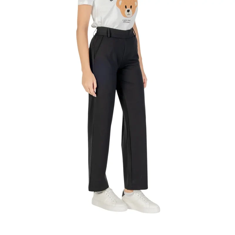 Pantalon pour femmes en viscose noire avec détails zippés 15341829