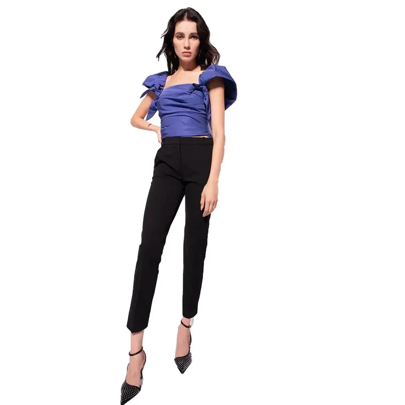 Pantalon pour femmes Pinko en viscose noire avec fermeture à crochet et à glissière