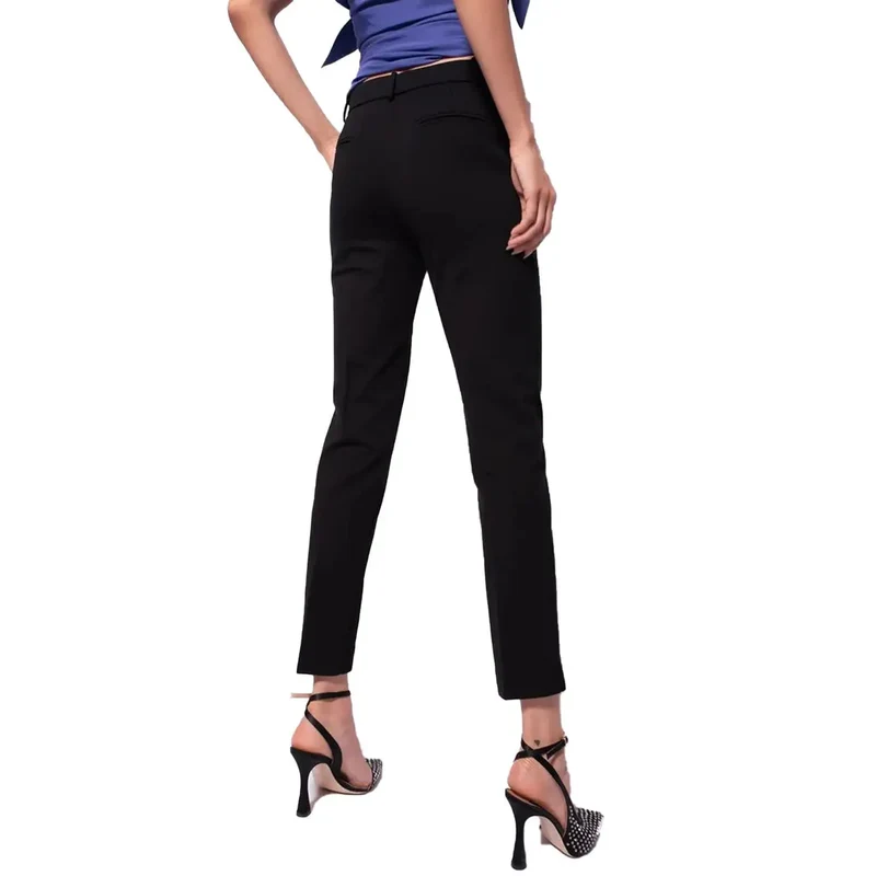 Pantalon pour femmes Pinko en viscose noire avec fermeture à crochet et à glissière