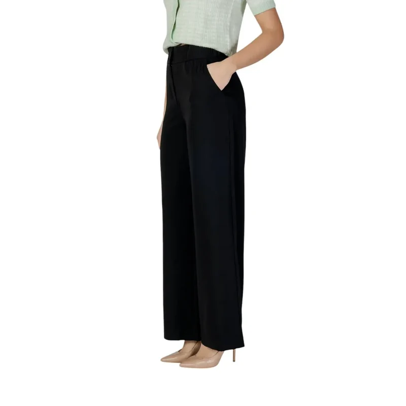 Pantalons noirs pour femmes Morgan De Toi avec fermeture éclair et bouton en polyester