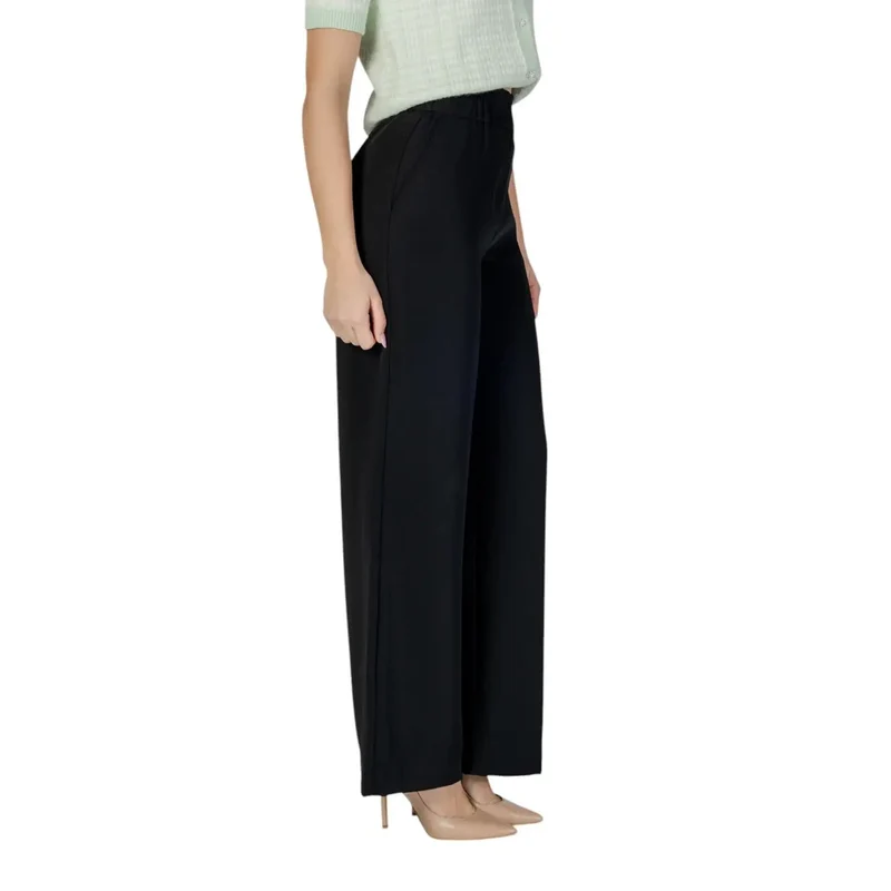 Pantalons noirs pour femmes Morgan De Toi avec fermeture éclair et bouton en polyester