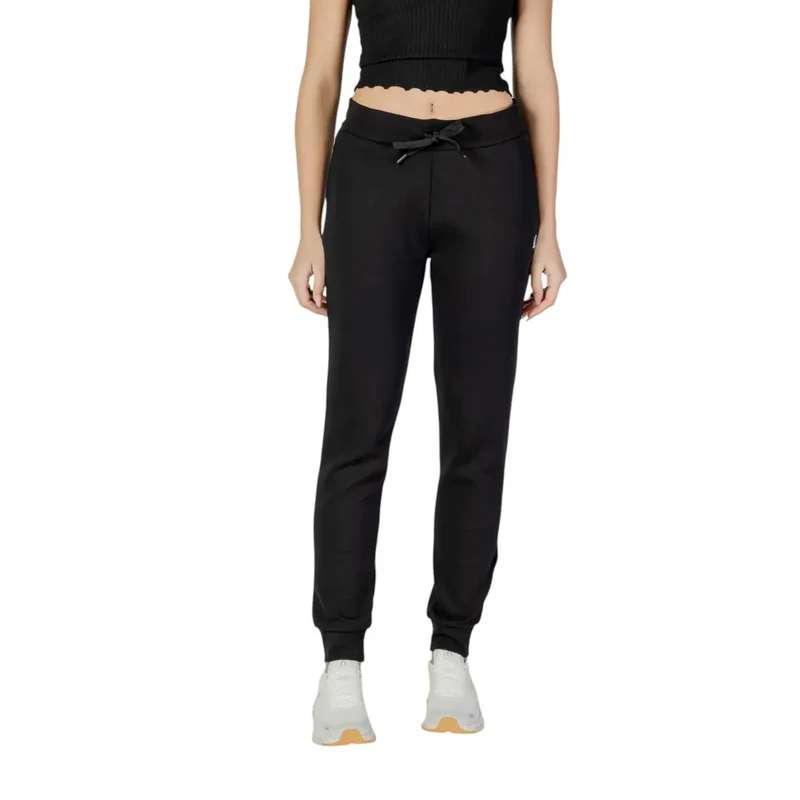 Pantalon pour femmes Armani Exchange en coton noir avec détails en dentelle
