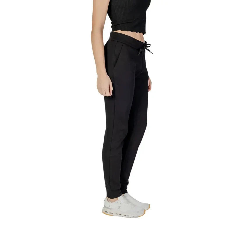 Pantalon pour femmes Armani Exchange en coton noir avec détails en dentelle
