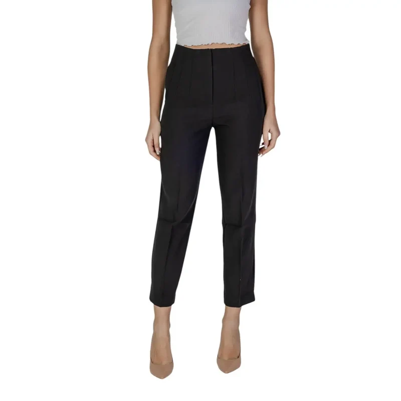 Pantalon pour femmes noir à fermeture éclair, poches avant 15298565