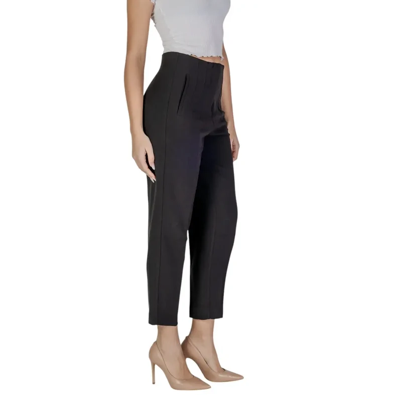 Pantalon pour femmes noir à fermeture éclair, poches avant 15298565