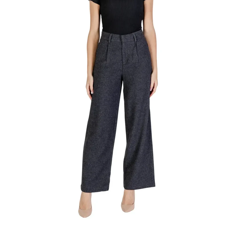 Pantalon en laine grise mélangée pour femmes, automne-hiver, coupe ajustée