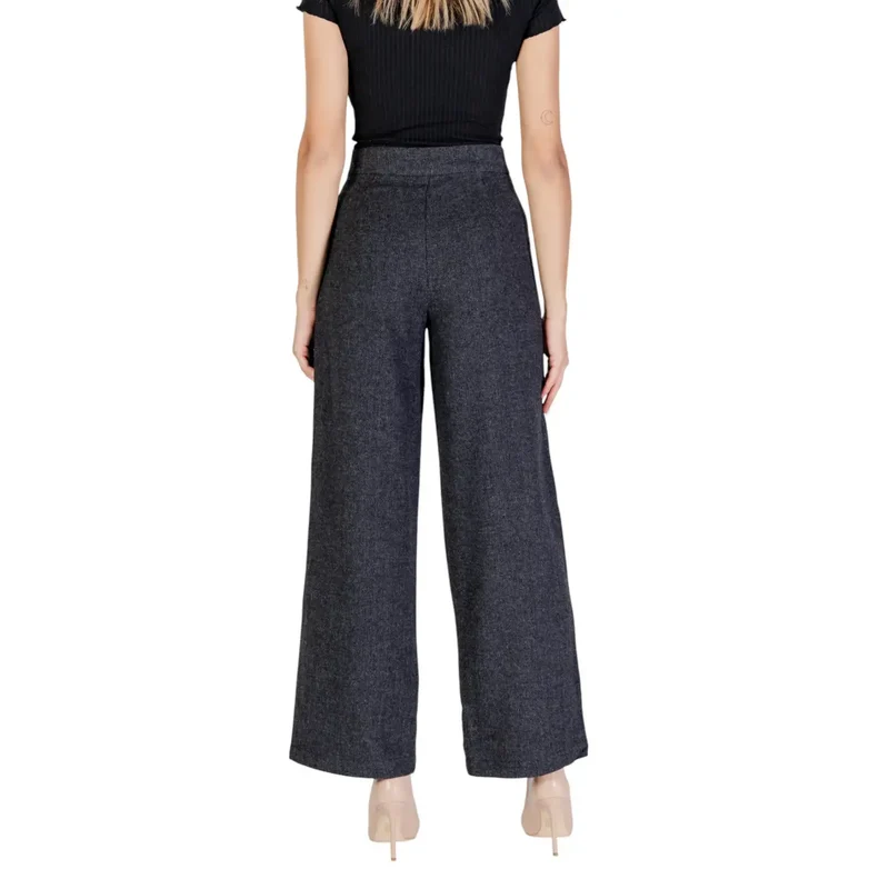 Pantalon en laine grise mélangée pour femmes, automne-hiver, coupe ajustée
