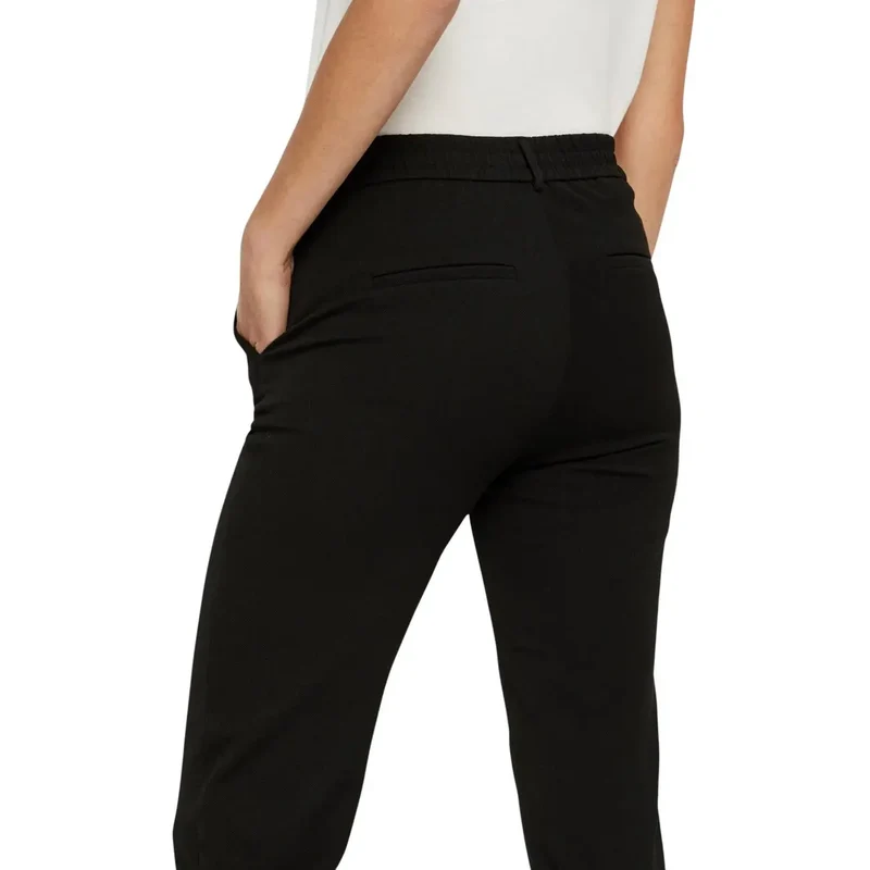 Vero Moda Pantalons pour femmes noirs unis à devant plat et poches