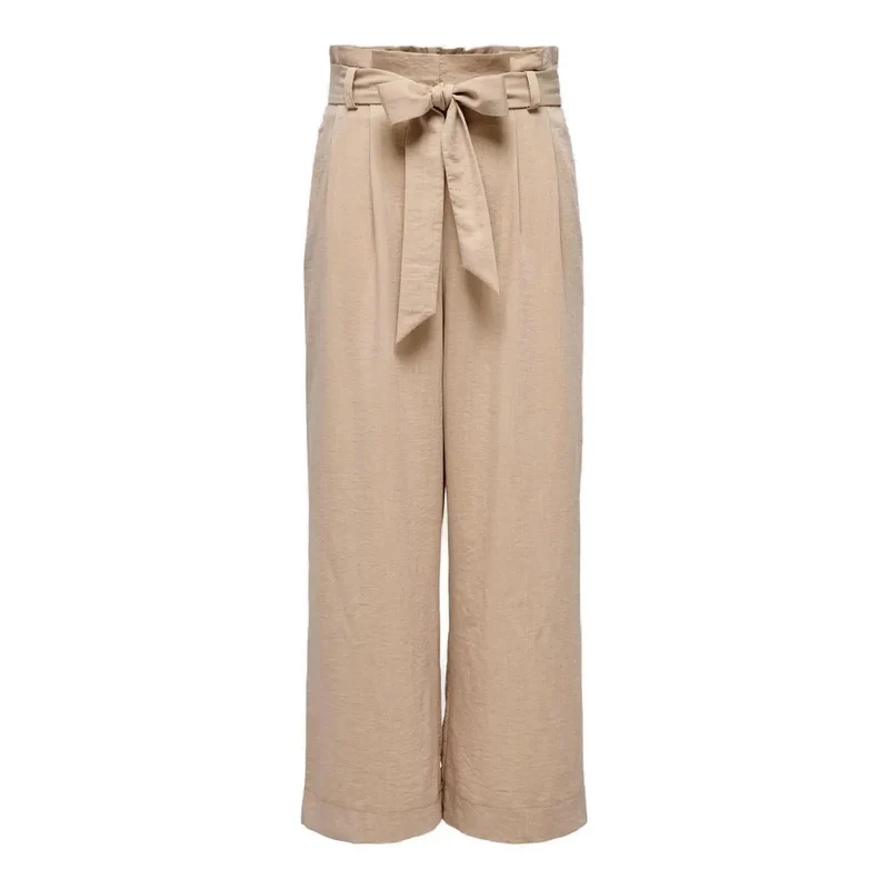 Seules femmes : pantalon beige en dentelle avec poches à l’avant en mélange de viscose